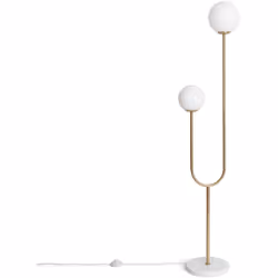 Description générale Le Lampadaire Métal et Verre Moonlight Brass 2 Spots combine un design unique et élégant avec des finiti ...