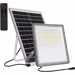 Le Projecteur LED Solaire 20W I00lm/W P65 avec Télécommande se caractérise par la capacité de chargement via son panneau sola ...