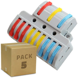Efectoled - Pack 5 Connecteurs Rapides 3 Entrées et 9 Sorties SPL-93 pour Câble Électrique de 0.08-4mm² Gris