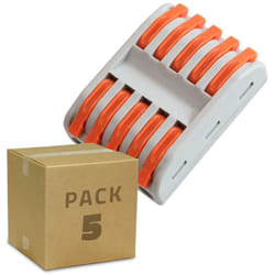 Efectoled - Pack 5 Connecteurs Rapides 5 Entrées et 5 Sorties SPL-5 pour Câble Électrique de 0.08-4mm² Gris