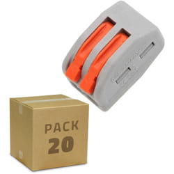 Efectoled - Pack 20 Connecteurs Rapides 2 Entrées PCT-212 pour Câble Électrique 0.08-4mm² Gris