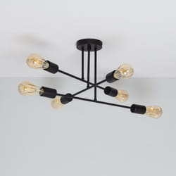Efectoled - Plafonnier Métal Fimbo 6 Spots Noir mat