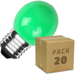 Pack 20 Ampoules LED E27 3W 300 lm G45 Monochrome Vert