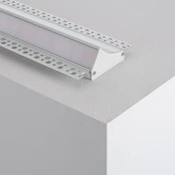 Profilé Aluminium Encastrable dans Plâtre / Placo avec Capot Continue pour Ruban LED jusqu'à 20mm 3 m