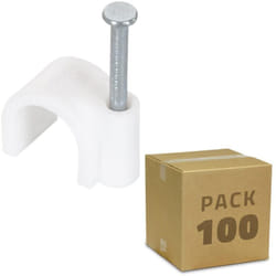 Pack de 100 Attaches Fixation Câble Blanc 10 mm²