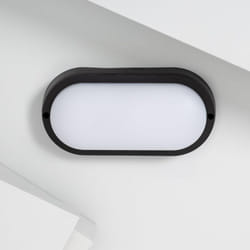 Efectoled - Plafonnier led Extérieur Ovale 25W Hublot Black IP65 98x198 mm 3000K Blanc chaud