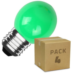 Pack 4 Ampoules led E27 3W 300 lm G45 Verte Vert