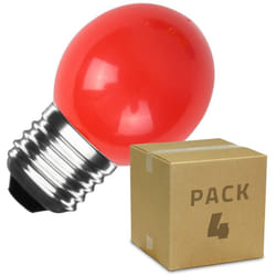 Pack 4 Ampoules led E27 3W 300 lm G45 Rouge Rouge