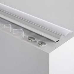 Efectoled - Profilé Aluminium pour Angle avec Capot Continu pour Ruban led jusqu'à 20mm Capot circulaire translucide 10 m