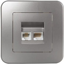 Efectoled - Prise RJ45 Internet+ RJ11 Téléphone Classic Argent