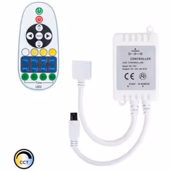 Le Contrôleur Variateur Ruban LED 12V DC CCT Selectionnable avec Télécommande IR modifie la couleur et l'intensité de la lumi ...