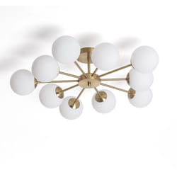 Plafonnier Métal et Verre Moonlight Brass 10 Spots Doré