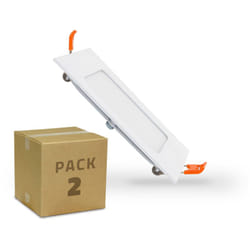 Dalle led 6W Carrée Extra-Plate Coupe 105x105 mm Pack de 2 Unités 4000K Blanc neutre