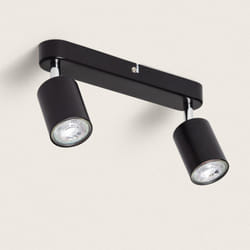 Plafonnier Orientable Métal 2 Spots Albus Black Large Noir