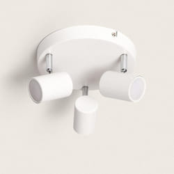 Plafonnier Rond Orientable Métal 3 Spots Wuedy Blanc