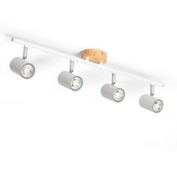 Efectoled - Plafonnier Orientable Bois et Métal 4 Spots Albus Naturel