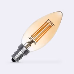 L'Ampoule LED Filament E14 6W 600 lm Dimmable C35 Bougie Gold à la finition dorée est un choix idéal pour moderniser vos ampo ...