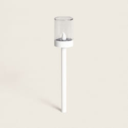 Efectoled - Torche Solaire Extérieure led Effet Flamme avec Piquet Brako 40cm Blanc