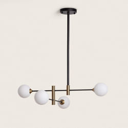 Suspension Métal et Verre Bull 4 Noir mat