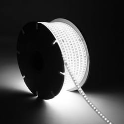 Ruban LED Dimmable 220V SMD 120 LED/m BOBINE 50m 7.5W/m 750lm/m Largeur 12mm Coupe 100cm IP65 6000K Blanc froid