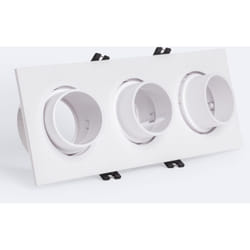 Efectoled - Collerette Downlight Carré Orientable Faible ugr pour trois Ampoules led GU10 / GU5.3 Taille 75x235 mm Suefix Blanc
