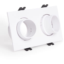 Collerette Downlight Carré Orientable Faible UGR pour deux Ampoules LED GU10 / GU5.3 Taille 75x150 mm Suefix Blanc