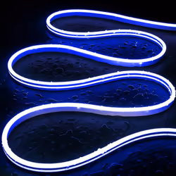 La Gaine Néon LED 48V DC 120 LED/m Bleu IP65 sur Mesure Coupe tous les 5 cm reproduit parfaitement l'effet visuel des ancienn ...