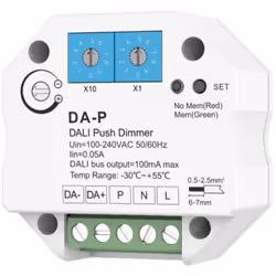 Le Variateur DALI 1 Canal Compatible avec Bouton Poussoir est un dispositif qui fonctionne comme un variateur DALI et qui est ...