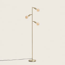 Efectoled - Lampadaire Métal Aratz 3 Spots Doré