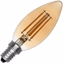 L'Ampoule LED Filament E14 6W 600 lm C35 Bougie Gold avec finition dorée est un choix idéal pour moderniser vos ampoules sans ...