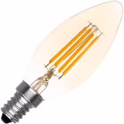 L' Ampoule LED Filament E14 4W 470 lm Dimmable C35 Bougie Gold avec finition dorée est un choix idéal pour moderniser vos amp ...