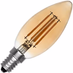 L' Ampoule LED Filament E14 4W 470 lm C35 Bougie Gold avec une finition dorée est un choix idéal pour moderniser vos ampoules ...