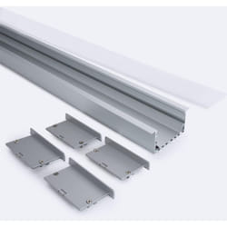 Efectoled - Profilé Aluminium Encastrable 2 m avec Capot Continu pour Rubans led jusqu'à 45 mm 2 m