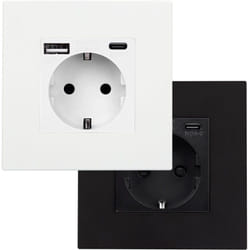 Prise avec port usb Schuko Type f avec Cadre pc Modern Noir
