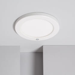 Efectoled - Dalle led Ronde 18W cct Sélectionnable Slim Surface avec Détecteur de Présence pir Coupe Ajustable Ø75-205 mm Blanc