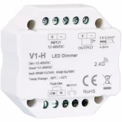 Le Module de Variation LED RF 12/48V pour Ruban LED Monochrome Compatible avec Bouton-Poussoir utilise une technologie sans f ...