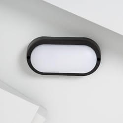 Efectoled - Plafonnier led Extérieur Ovale 15W Hublot Black IP65 85x173 mm 6500K Blanc froid