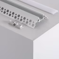 Le profilé pour rubans LED s'installe à l'extérieur des angles en saillie et incorpore le ruban LED approprié à l'intérieur.  ...