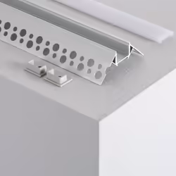 Le profilé pour rubans LED s'installe à l'extérieur des angles en saillie et incorpore le ruban LED approprié à l'intérieur.  ...