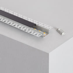 Efectoled - Profilé Aluminium Encastré dans Plâtre / Plaque de Plâtre 2m pour Ruban led Double Capot noir