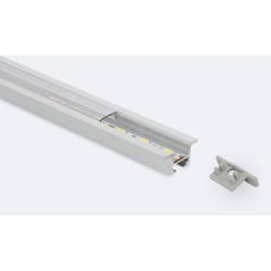 Profilé Aluminium Encastré Plafond avec Clips 1m pour Rubans led jusqu'à 12mm Capot transparent 2 m