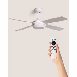 Le ventilateur de plafond silencieux Blanc Navy avec moteur à courant continu de 132 cm avec option d'ajout d'une source lumi ...