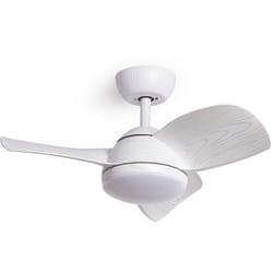 Ventilateur de Plafond Silencieux Poros 35W 76cm Moteur dc Bois blanc Avec lumière, Télécommande, Wifi: True
