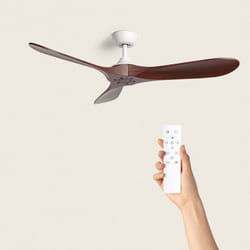 Efectoled - Ventilateur de Plafond Silencieux Extérieur Spetses 132cm Moteur dc Bois de noyer Sans lumière, Télécommande, Wifi: False