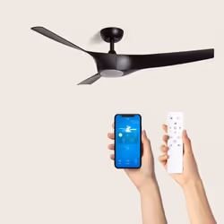 Le Ventilateur de Plafond Silencieux Egina Noir 132cm Motor DC allie efficacité, confort et design décoratif en un seul appar ...