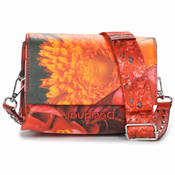 Sac à épaule bandoulière - Desigual - Bols Sunset Patch Rodas - Rouge orange - 100% polyuréthane - 19x14x9 cm