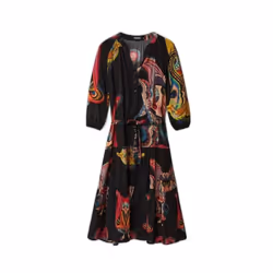 Robe femme Desigual Odyssey - Noir/Rouge - M - Pour Adulte