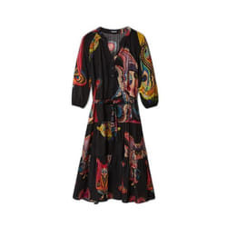 Robe femme Desigual Odyssey - Noir/Rouge - M - Pour Adulte