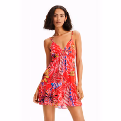 Robe courte découpes tropicale femme Desigual