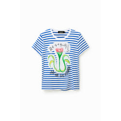 T-shirt rayures fleur femme Desigual